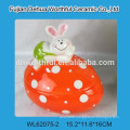 Cutely ceramic storage jar with rabbit figurine